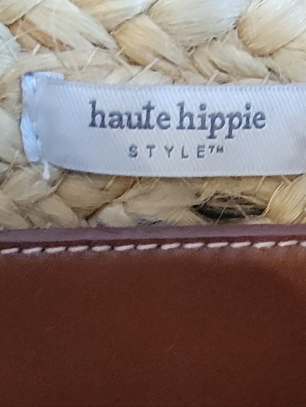 Haute Hippie Style Woven Straw Tote Bag Large Boho Beach Market Bag Brown Straps - Picture 8 of 9